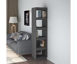 mtlskopl Étagère à livres en bois de pin gris 40 x 35 x 167 cm comme séparateur pour salon, bureau, chambre à coucher