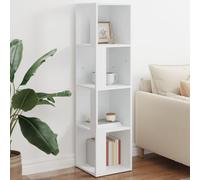 mtlskopl Étagère d'angle blanche 33 x 33 x 132 cm en bois - Design moderne - 4 compartiments - Pour bureau, chambre à coucher, balcon, petite armoire peu encombrante