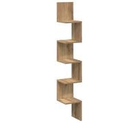 mtlskopl Étagère d'angle Murale chêne Artisanal, bibliothèque Suspendue en Bois d'ingénierie pour Salon, Chambre et Bureau, Colonne de Rangement Gain de Place, 20 x 20 x 127,5 cm
