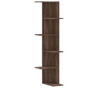 mtlskopl Étagère d'angle Murale Chêne Marron en Bois d'Ingénierie, Meuble Suspendu Gain de Place pour Salon et Chambre, Colonne de Rangement Décorative, 36,5 x 36,5 x 140 cm