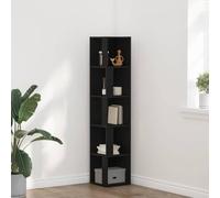 mtlskopl Étagère d'angle noire, aspect chêne, 33 x 33 x 164,5 cm, avec 5 compartiments de rangement, en bois, design moderne et robuste, pour salon, bureau, couloir et bureau à domicile
