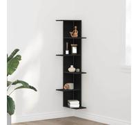 mtlskopl Étagère d'angle noire aspect chêne 36,5 x 36,5 x 140 cm Étagère murale pour salon, couloir, chambre à coucher, design moderne peu encombrant, avec matériau en bois