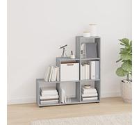 mtlskopl Étagère d'escalier gris sonoma 104 x 29 x 107 cm en matériau dérivé du bois durable bibliothèque moderne avec 6 compartiments pour salon, chambre à coucher, bureau à domicile