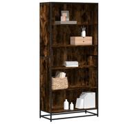 mtlskopl Étagère en chêne fumé 80,5 × 35 × 170,5 cm, bois et métal, 5 compartiments, 80 kg, salon, chambre à coucher, bureau