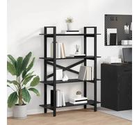 mtlskopl Étagère industrielle à 4 étages, aspect chêne, noire, 100 x 33,5 x 140 cm, en bois et cadre en acier, moderne, pour salon, chambre, bureau