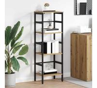 mtlskopl Étagère industrielle en chêne artisanal, 40 × 29,5 × 115 cm, étroite, 3 étagères en bois et acier, design échelle pour salon, bureau, chambre à coucher