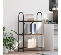 mtlskopl Étagère industrielle moderne à 3 étagères en bois recyclé et acier noir - 60 x 30 x 109 cm - Pour salon, bureau, jeu