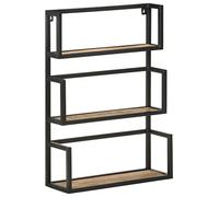 mtlskopl Étagère Murale 60x20x85 cm en Bois de Manguier Brut et Fer Noir, Bibliothèque Suspendue Industrielle avec 3 Tablettes de Rangement pour Salon, Cuisine et Bureau