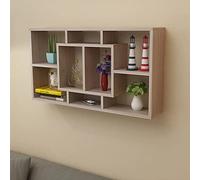 mtlskopl Étagère murale 85 x 18 x 85 cm - Couleur chêne - Étagère suspendue moderne avec 8 compartiments en bois revêtu de mélamine - Charge maximale : 50 kg - Pour salon, chambre, couloir