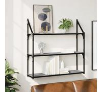 mtlskopl Étagère murale à 3 compartiments Gris Sonoma 80 x 21 x 78,5 cm Matériau du bois avec cadre en acier Design moderne Peu encombrante Pour salon, chambre à coucher, bureau, cuisine, salle de