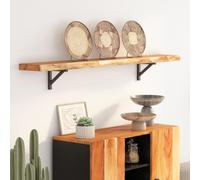 mtlskopl Étagère murale en bois d'acacia massif - 160 x 20 x 3,8 cm - Bord naturel - Extension pour charge lourde - Peu encombrante - Plateau de table de cuisine, salon, bureau