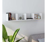 mtlskopl Étagère murale pour CD - Blanc - 100 x 18 x 18 cm - 4 compartiments jusqu'à 40 kg - Étagère flottante moderne pour salon, chambre à coucher, couloir et bibliothèque - Décoration murale peu