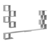mtlskopl Étagère Murale pour Téléviseur Meuble TV Flottant en Bois d'Ingénierie, Console de Salon Suspendue avec Grand Espace de Rangement, Gris Sonoma, 180 x 15 x 94 cm