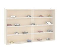 mtlskopl Étagère murale, vitrine de collection, 60 x 8,5 x 37 cm, en bois, avec 4 étagères et portes transparentes, solution de présentation peu encombrante pour salon, chambre, couloir