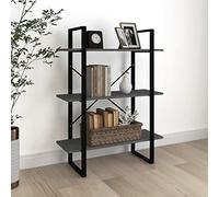 mtlskopl Étagère rustique à 3 niveaux - 80 x 30 x 105 cm - En pin massif et cadre en métal - Aspect industriel moderne - Pour salon, chambre à coucher, coin