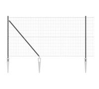 mtlskopl Euroclôture 25 m x 1,2 m gris - Kit de clôture stable en acier avec revêtement en PVC avec poteaux et fil - Clôture de jardin pratique pour délimiter les terrains