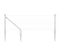 mtlskopl Euroclôture argentée - Clôture de jardin - 0,4 x 50 m - En acier - Kit complet avec poteaux, fil de serrage et accessoires - Délimitation flexible pour jardin et terrasse