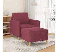 mtlskopl Fauteuil bordeaux avec tabouret - 78 x 77 x 80 cm - Housse en tissu - Mini canapé pour petit salon, chambre à coucher, balcon, coin lecture - Design moderne - Confortable et robuste
