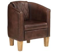 mtlskopl Fauteuil club en cuir véritable marron foncé 58 x 54 x 70 cm Pieds en bois massif Fauteuil de lecture confortable et petit bijou pour salon, chambre à coucher, couloir