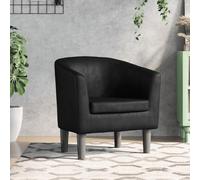 mtlskopl Fauteuil club/noir, 70 x 56 x 68 cm, en cuir synthétique, petit fauteuil de lecture confortable, avec accoudoirs rembourrés épais, structure en bois de pin robuste, pour salon, chambre à