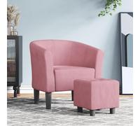 mtlskopl Fauteuil club rose avec repose-pieds - Petit fauteuil de lecture en velours et pin - 70 x 56 x 68 cm - Fauteuil de salon confortable pour salon, chambre à coucher, bureau