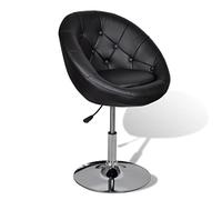 mtlskopl Fauteuil de cocktail Chesterfield noir, réglable en hauteur, avec vérin à gaz et structure chromée, fauteuil club moderne pour bar et salon, 59 x 58 x 78-94 cm