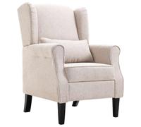 mtlskopl Fauteuil de lecture beige avec structure en bois et charge maximale de 110 kg - 68 x 73 x 101 cm - Grande assise avec coussin de dossier - Fauteuil club confortable pour salon, couloir