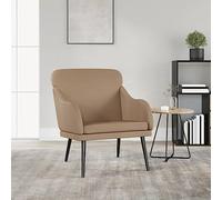 mtlskopl Fauteuil de lecture en cuir synthétique Cappuccino - 63 x 76 x 80 cm - Fauteuil de relaxation confortable avec structure en métal - Design moderne et rembourrage confortable - Pour salon