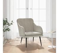 mtlskopl Fauteuil de lecture en velours gris clair - 63 x 76 x 80 cm - Avec structure en métal - Fauteuil douillet confortable pour salon et chambre à coucher - Design moderne