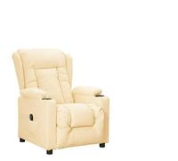 mtlskopl Fauteuil de relaxation électrique en cuir synthétique crème 72,5 x 96 x 99,5 cm Fonction couchage avec télécommande 3 positions Confortable et durable pour salon, chambre à coucher, bureau