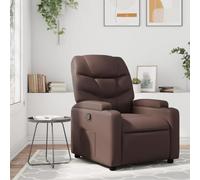 mtlskopl Fauteuil de relaxation en cuir synthétique marron 74 x 89 x 100 cm Fonction couchage manuel à 135° Porte-gobelet Poche latérale Fauteuil TV confortable pour salon, chambre et bureau
