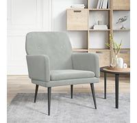 mtlskopl Fauteuil de relaxation en velours, gris clair, 62 x 79 x 79 cm, structure en métal, fauteuil de lecture confortable avec siège profond pour salon, chambre à coucher ou bureau à domicile