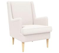 mtlskopl Fauteuil de Salon Crème en Laine de Mouton et Pieds en Bois | Chaise confortable rembourrée en mousse avec cadre métallique stable pour rehausser le décor de votre chambre ou bureau.