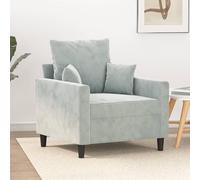 mtlskopl Fauteuil en velours gris clair 78 x 77 x 80 cm avec structure en métal - Mini canapé moderne pour petit salon - Fauteuil de lecture avec accoudoirs - Confortable et robuste - Pour salon