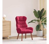 mtlskopl Fauteuil lounge en velours bordeaux avec structure en bois - Design moderne - 69 x 74 x 93 cm - Confortable - Pour salon, chambre à coucher, bureau