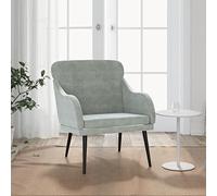 mtlskopl Fauteuil lounge en velours gris clair 63 x 76 x 80 cm, fauteuil de lecture peu encombrant avec structure en métal et rembourrage confortable, fauteuil de salon confortable pour les petits