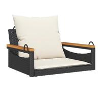 mtlskopl Fauteuil suspendu, noir, 63 x 62 x 40 cm, en polyrotin avec coussin de couleur crème, cadre en acier robuste, charge maximale de 110 kg, design moderne pour jardin, balcon, terrasse et salon