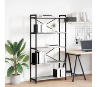 mtlskopl Freestanding Bookshelf 80 x 30 x 155 cm Grey Sonoma Engineered Wood & Black Steel Frame Open Ladder Bookcase Modern Industrial Design for Living Room Bedroom Office