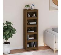 mtlskopl Honey Brown Solid Pin 5-Tier Tall Bookshelf 50x35x154 cm, Narrow Freestanding Bookcase with Modern Rustic Design for Living Room, Office, Bedroom