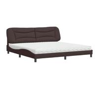 mtlskopl Hvar Lit double 200 x 200 cm en pin avec cadre en métal H2/H3 avec matelas, coussin de tête de lit, design ondulé