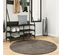 mtlskopl ISTAN Tapis à poils longs - Diamètre : 120 cm - Gris - 100 % polyester - 30 mm - Certifié Oeko-Tex - Dessous en gel antidérapant - Lavable à 30 °C