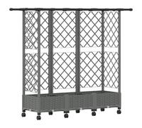 mtlskopl Jardinière surélevée avec treillis et toit, jardinière mobile avec 8 roulettes, bac à fleurs résistant aux intempéries en polypropylène pour balcon, terrasse et jardin, 164 x 40 x 127 cm