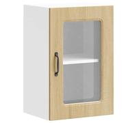 mtlskopl Kalmar Armoire murale de cuisine avec porte en verre Chêne Sonoma 40 x 31 x 60 cm Matériau bois robuste et facile d'entretien Vitrine murale pour cuisine, couloir ou chambre à coucher