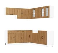 mtlskopl Kalmar - Meuble de cuisine 11 pièces - Chêne artisanal - 80 x 46 x 81,5 cm - Armoire haute - Meuble bas - Armoire d'angle suspendue - Cache lave-vaisselle - Miracle de rangement pour cuisine