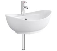 mtlskopl Lavabo de salle de bain en métal chromé 59 x 35 x 21 cm Design moderne avec robinet intégré et bonde d'écoulement pour salle de bain contemporaine et WC d'invités