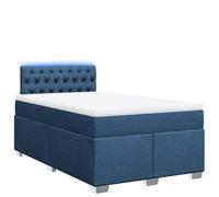 mtlskopl Lit à sommier tapissier, 120 x 190 cm, bleu, avec matelas à ressorts ensachés, éclairage LED, design moderne, robuste et confortable, pour chambre à coucher, chambre d'amis