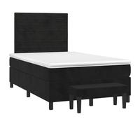 mtlskopl Lit à sommier tapissier, 120 x 190 cm, en velours, noir, avec matelas et banc, design moderne, robuste et confortable, pour chambre à coucher, chambre d'amis