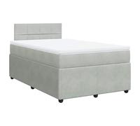 mtlskopl Lit à sommier tapissier, 120 x 190 cm, gris clair, en velours, avec matelas à ressorts ensachés et surmatelas, design moderne, robuste et durable, pour chambre à coucher, chambre d'amis
