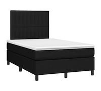 mtlskopl Lit à sommier tapissier 120 x 190 cm noir avec matelas et surmatelas, cadre renforcé en bois, soutien à ressorts moyennement durs