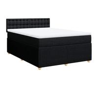 mtlskopl Lit à sommier tapissier 140 x 190 cm en tissu noir à ressorts ensachés, matelas et surmatelas - Design moderne - Pour chambre à coucher, chambre d'adolescent, chambre d'amis